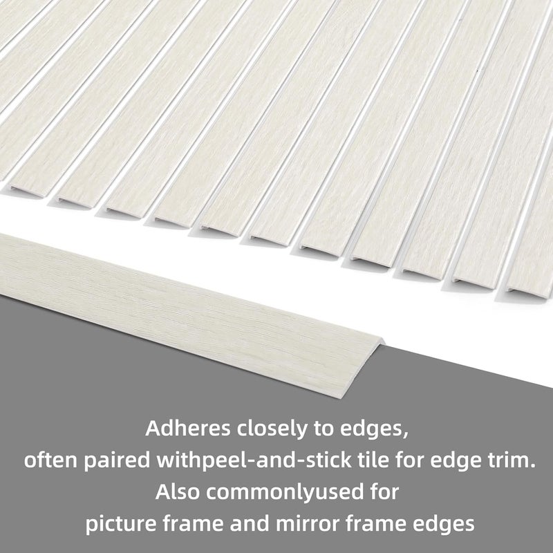 Tilingview 10 Pcs Peel and Stick Tile Trim Edge, Self-Adhesive 12" PVC Molding Edging for Kitchen Backsplash (Beige Woodgrain) - Image 3